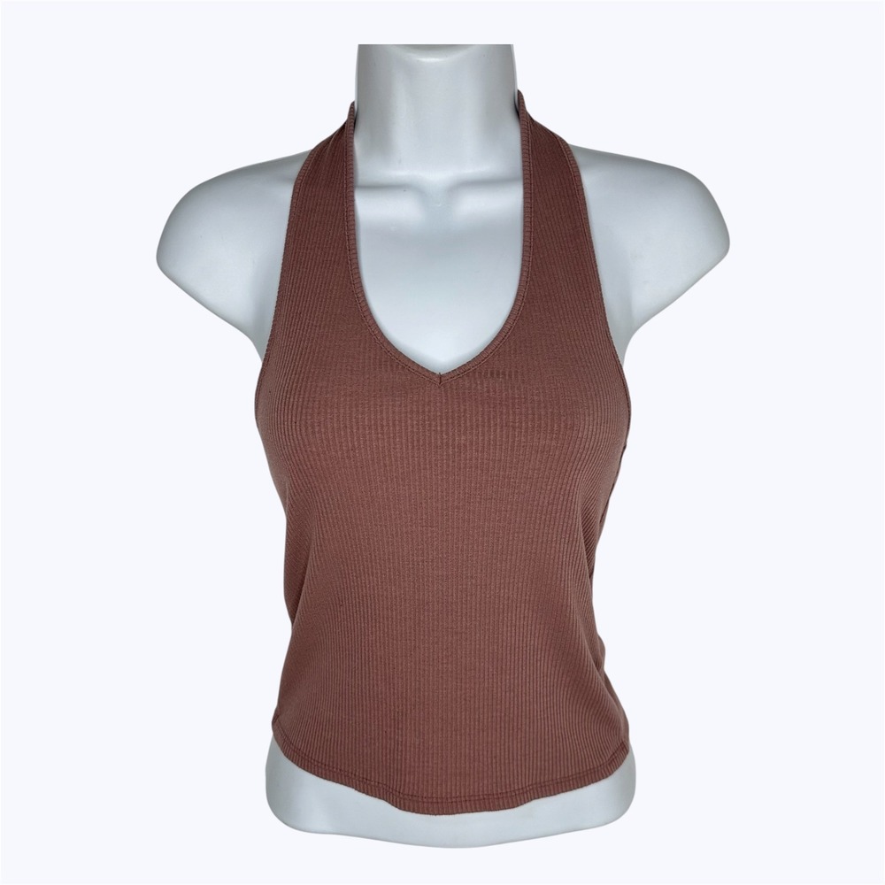 American Eagle Ribbed Halter Neck Tank Top Pink Summer Boho‎ Indie Festival Sz S